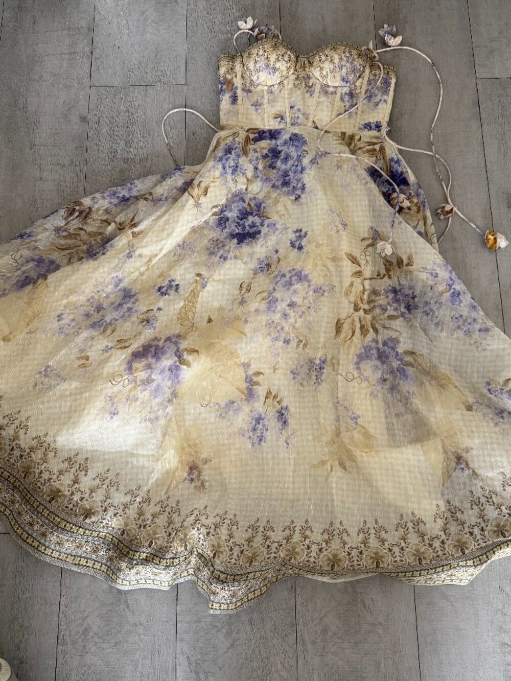 Zimmermann Cream and Lavender Floral Maxi Dress - Picture 12 of 14